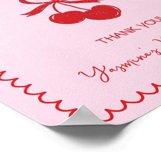 Kaarten & Geschenken Cherry Bow Hand getrokken Bab Poster (Hoek)