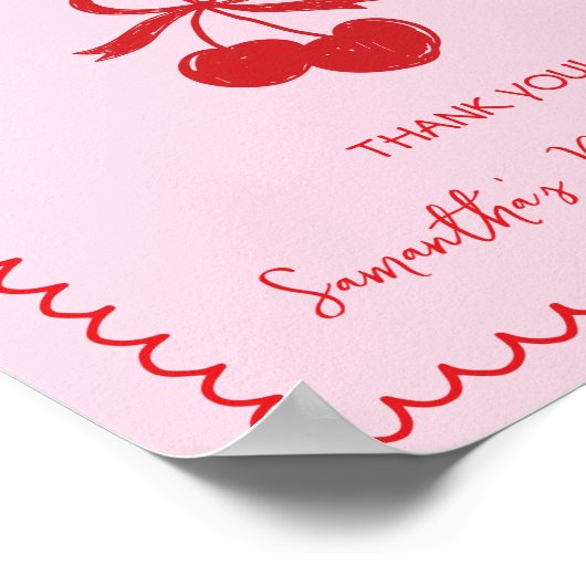 Kaarten & Geschenken Cherry Bow Hand getrokken Vri Poster (Hoek)