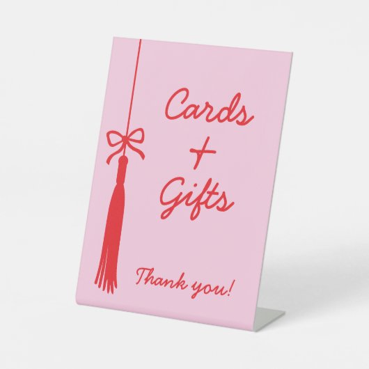 Kaarten & Geschenken Coquette Bow Tassel Afstudere Reclamebord Met Voetstuk (Voorkant)