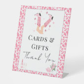 Kaarten & Geschenken Cowboy Laarzen & Bubbly Vrijg Reclamebord Met Voetstuk (Voorkant)