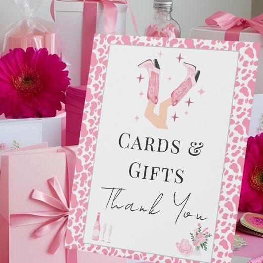 Kaarten & Geschenken Cowboy Laarzen & Bubbly Vrijg Reclamebord Met Voetstuk