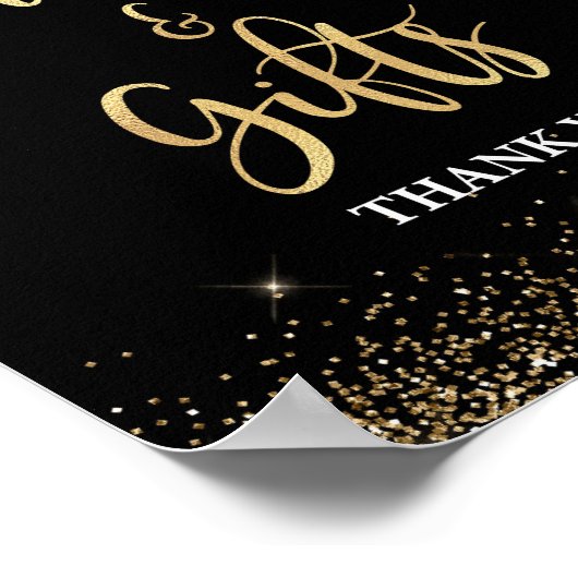 Kaarten & Geschenken Feestbord Zwart & Goud Glitte Poster (Hoek)