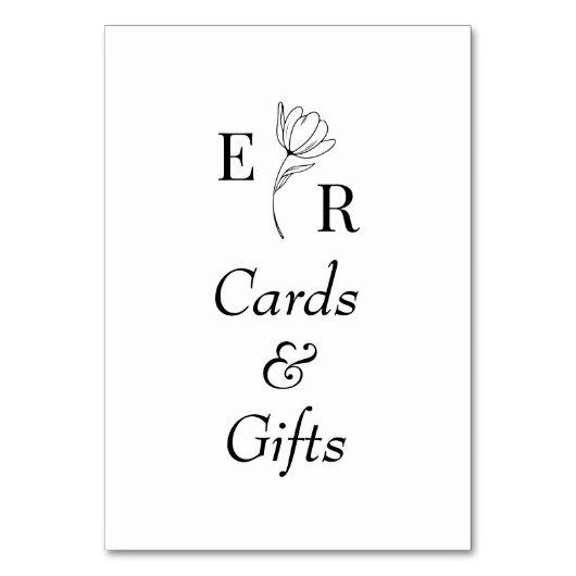 Kaarten & Geschenken Floral Monogram Tafelteken (Voorkant)