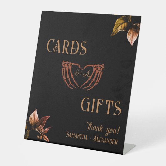 Kaarten Geschenken Gotisch Hart Whimsigoth Koperbr Reclamebord Met Voetstuk (Voorkant)