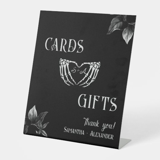 Kaarten & Geschenken Gotisch Hart Whimsigoth Weddi Reclamebord Met Voetstuk (Voorkant)