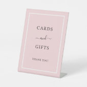 Kaarten geschenken gouden partij roze reclamebord met voetstuk (Voorkant)