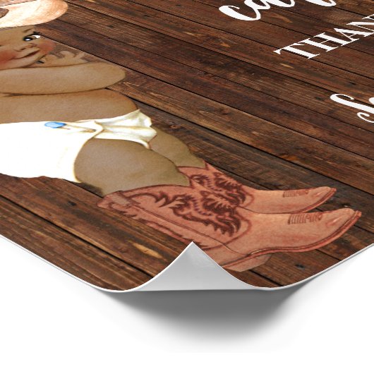 Kaarten & Geschenken Little AA Cowboy Baby shower  Poster (Hoek)