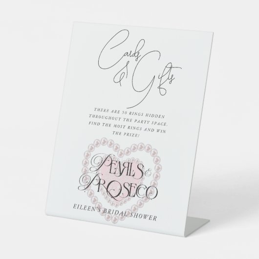 Kaarten & Geschenken Parels Prosecco Vrijgezellenf Reclamebord Met Voetstuk (Voorkant)