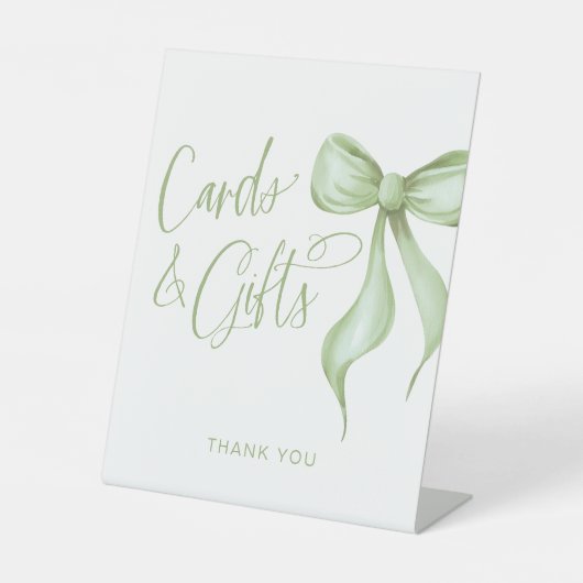 Kaarten & geschenken Sage Waterverf Bow Reclamebord Met Voetstuk (Voorkant)