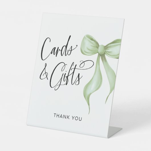 Kaarten & geschenken Sage Waterverf Bow Reclamebord Met Voetstuk (Voorkant)