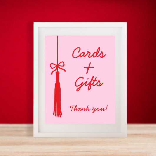 Kaarten & Geschenken Tassel Bow Roze Rood Afstuder Poster