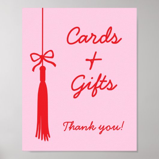 Kaarten & Geschenken Tassel Bow Roze Rood Afstuder Poster (Voorkant)