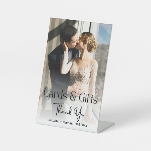 Kaarten & Geschenken Trouwfoto Dank u Reclamebord Met Voetstuk (Voorkant)