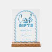 Kaarten & Geschenken Wavy Blue Neon Afstudeerfeest Acryl Bord (Voorkant)