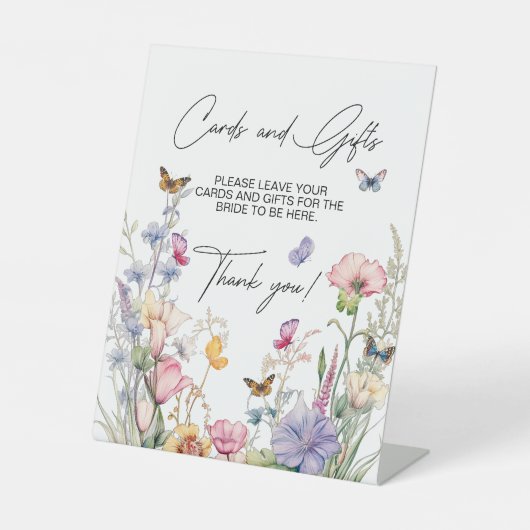 Kaarten & Geschenken Wildflower Vlinders Vrijgezel Reclamebord Met Voetstuk (Voorkant)