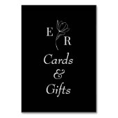 Kaarten & Geschenken Zwart Floral Monogram Tafelte (Achterkant)