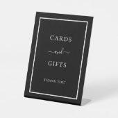 Kaarten geschenken zwart wit feest reclamebord met voetstuk (Voorkant)