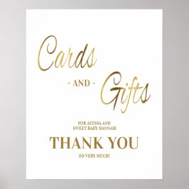 Kaarten Geschikt voor White Gold Baby shower Poster