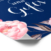 Kaarten geven marineblauw Floral met grote bruilof Poster (Hoek)