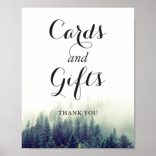 Kaarten Gifts Wedding Sign Elegant Pine Trees Fore Poster (Voorkant)