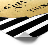 Kaarten Grijze bruiloft Faux Gold Foil Stripes Poster (Hoek)