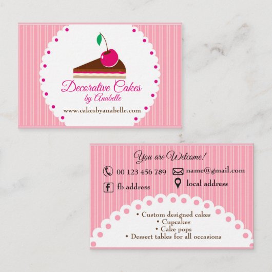 Kaarten. handgemaakte koeken, 3 D-koeken Visitekaartje (Voorkant / Achterkant)