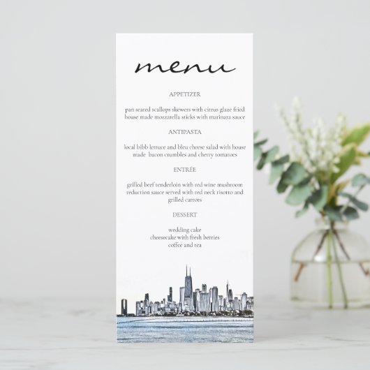 Kaarten in het Chicago Skyline Menu (Staand voorkant)