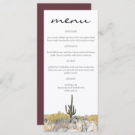 Kaarten in het menu Arizona Desert Saguaro Cactus (Voorkant / Achterkant)