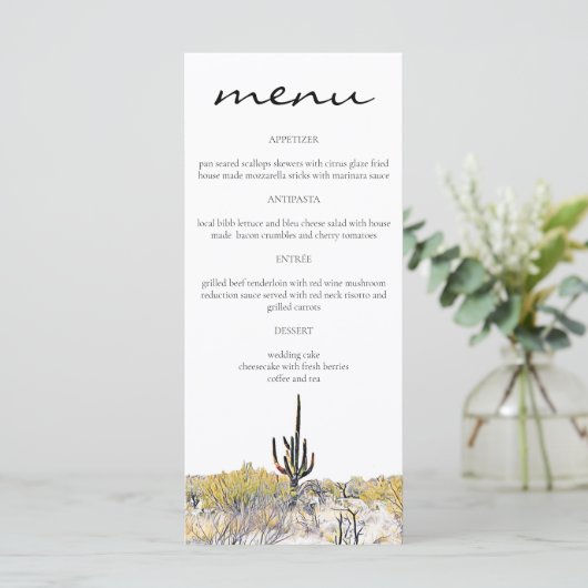 Kaarten in het menu Arizona Desert Saguaro Cactus (Staand voorkant)