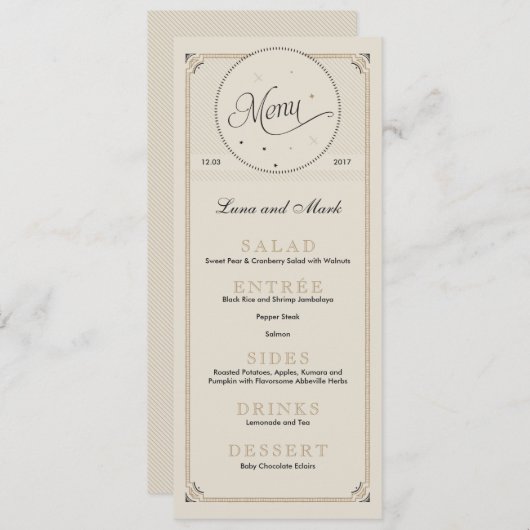 Kaarten in het menu  Black en Gold Night Sky (Voorkant / Achterkant)