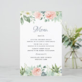 Kaarten in het menu Dusty Blue Blush Floral Garden (Staand voorkant)