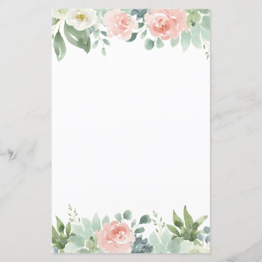 Kaarten in het menu Dusty Blue Blush Floral Garden (Achterkant)