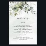 Kaarten in het menu Dusty Blue Greenery Floral Boh<br><div class="desc">Het ontwerp bevat een boeket van waterverf groen, eucalyptus en een succulent over een stoffige blauwe waterverf splash. Het ontwerp bevat ook spetters van geverfd (bedrukt) goud en groen. Controle op het schermvoorproeven alvorens uit te controleren om uw persoonlijke detailsdruk aan uw tevredenheid te verzekeren. U kunt dit ontwerp onder...</div>