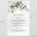 Kaarten in het menu Dusty Blue Greenery Floral Boh<br><div class="desc">Het ontwerp bevat een boeket van waterverf groen, eucalyptus en een succulent over een stoffige blauwe waterverf splash. Het ontwerp bevat ook spetters van geverfd (bedrukt) goud en groen. Controle op het schermvoorproeven alvorens uit te controleren om uw persoonlijke detailsdruk aan uw tevredenheid te verzekeren. U kunt dit ontwerp onder...</div>