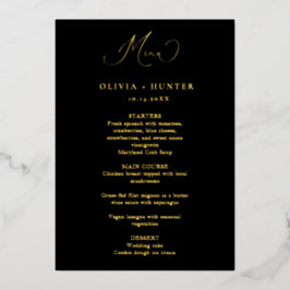 Kaarten in het menu Elegant Black & Gold Weddensch