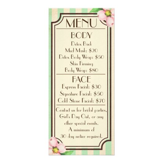 Kaarten in het menu  Floral & Stripes (Voorkant)