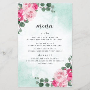Kaarten in het menu Floral Wedding roze en groene 