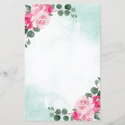 Kaarten in het menu Floral Wedding roze en groene  (Achterkant)