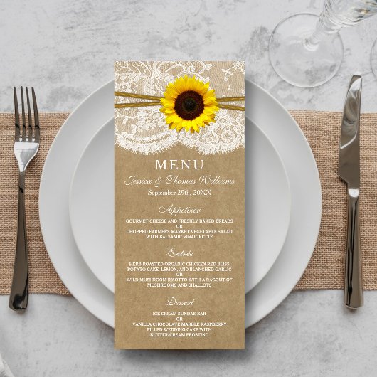 Kaarten in het menu Kraft, Lace & Sunflower Collec