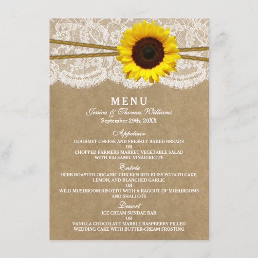 Kaarten in het menu Kraft, Lace & Sunflower Collec (Voorkant)