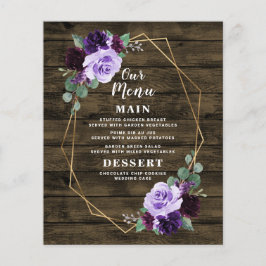 Kaarten in het menu Paars en gouden bruiloft