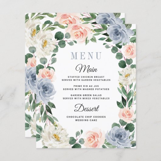 Kaarten in het menu Stoosterblauw roze peach Flora (Voorkant / Achterkant)