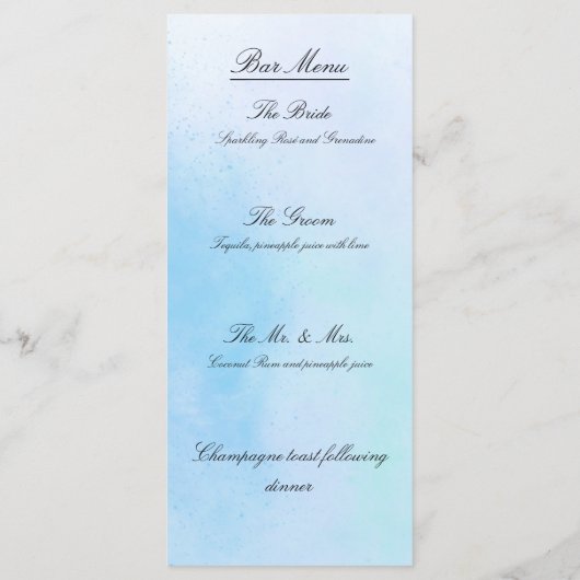 kaarten in het menu "True Love Blue" (Achterkant)