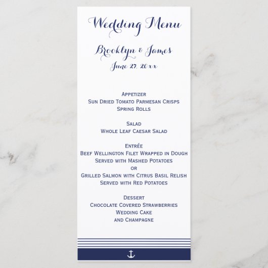 Kaarten in het menu White Custom Nautical Wedding (Voorkant)