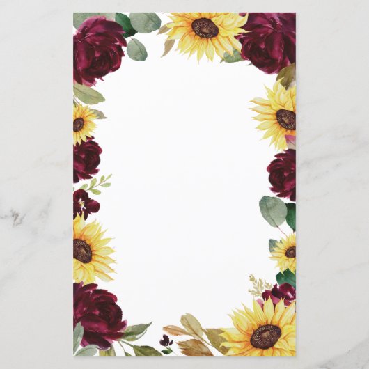 Kaarten in het menu Zonnebloem Rozen Burgundy Red  (Achterkant)