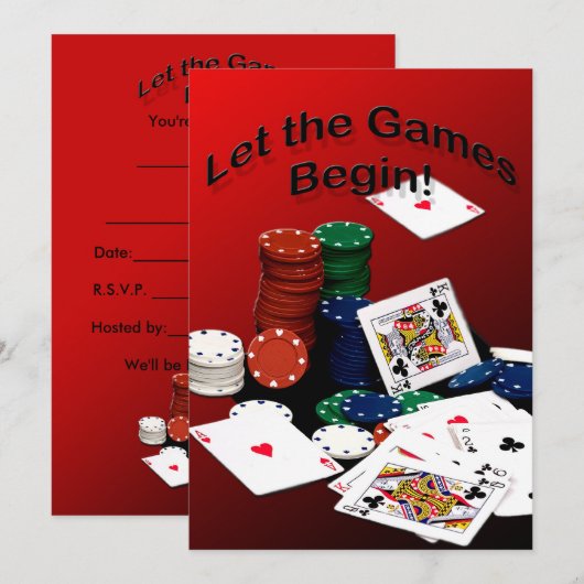 Kaarten - Laat de spelen beginnen (Uitnodigingen) (Voorkant / Achterkant)