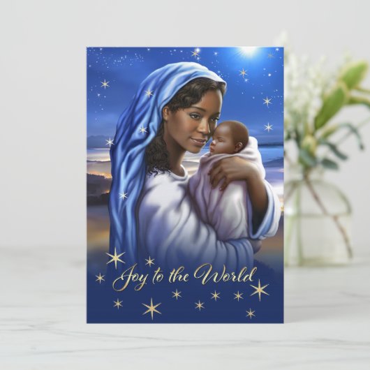 Kaarten met een Afrikaanse Amerikaanse Madonna Fla (Staand voorkant)