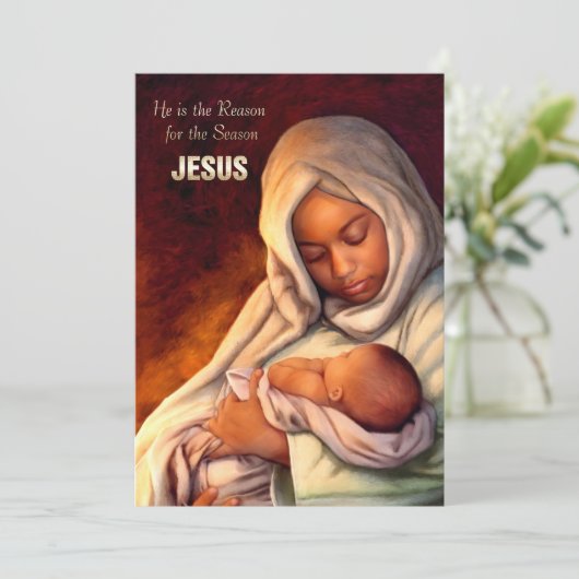 Kaarten met een Afrikaanse Amerikaanse Madonna Fla (Staand voorkant)