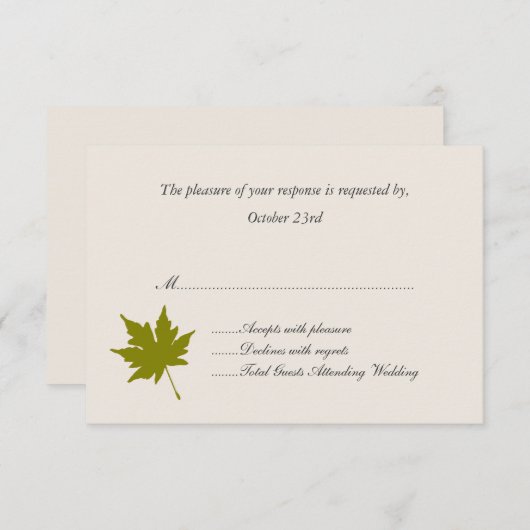 Kaarten met een elegant Fall Wedding Response RSVP Kaartje (Voorkant / Achterkant)