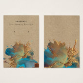 Kaarten met een modern inktplash Blue Gold Earring Visitekaartje (Voorkant /achterkant)